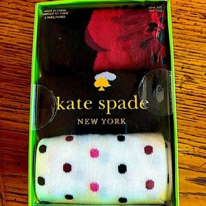 🌺NewInBox KateSpade 3PairsSocks.BlackWhite&Red.Above ankle.Flower,Spade&PolkaDot